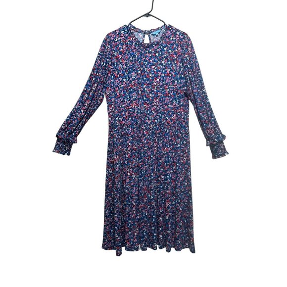 Draper James Ditsy Floral Jersey Midi Dress Size 1X Ruffles Ballon Sleeve Modest - Picture 16 of 16